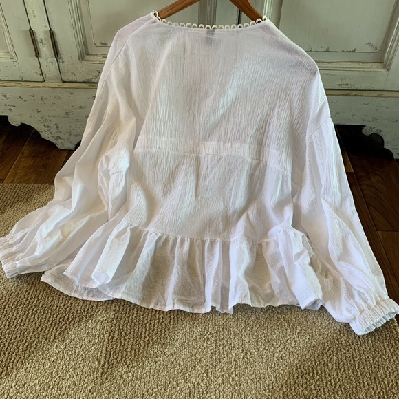 New Boho Gauze Tassel Long Sleeve Blouse Top - Picture 6 of 8